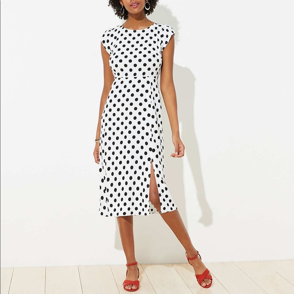 LOFT Dresses & Skirts - LOFT✨NWTs✨ Polka Dot Cap Sleeve Midi Dress